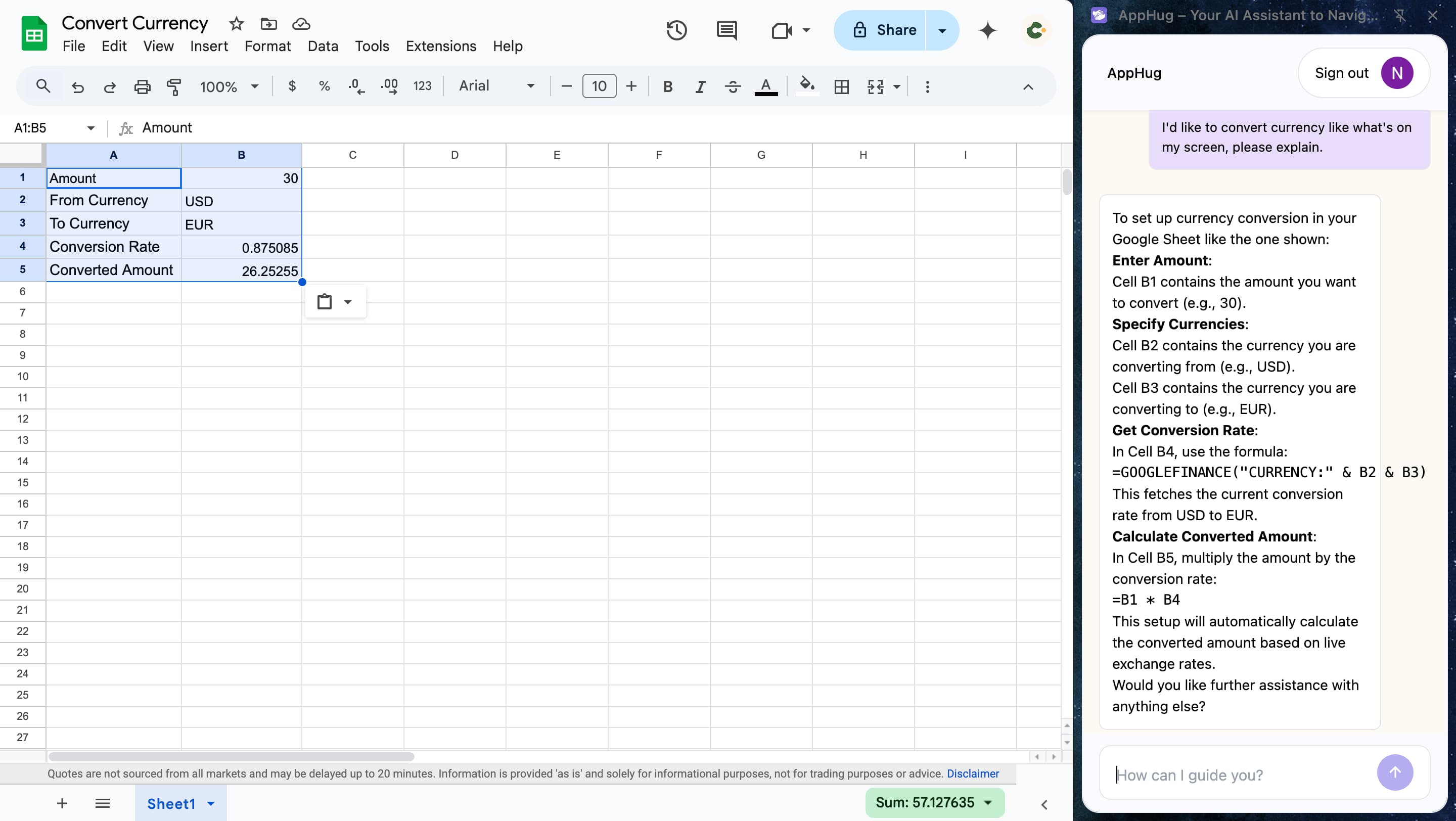 currency converter google sheets