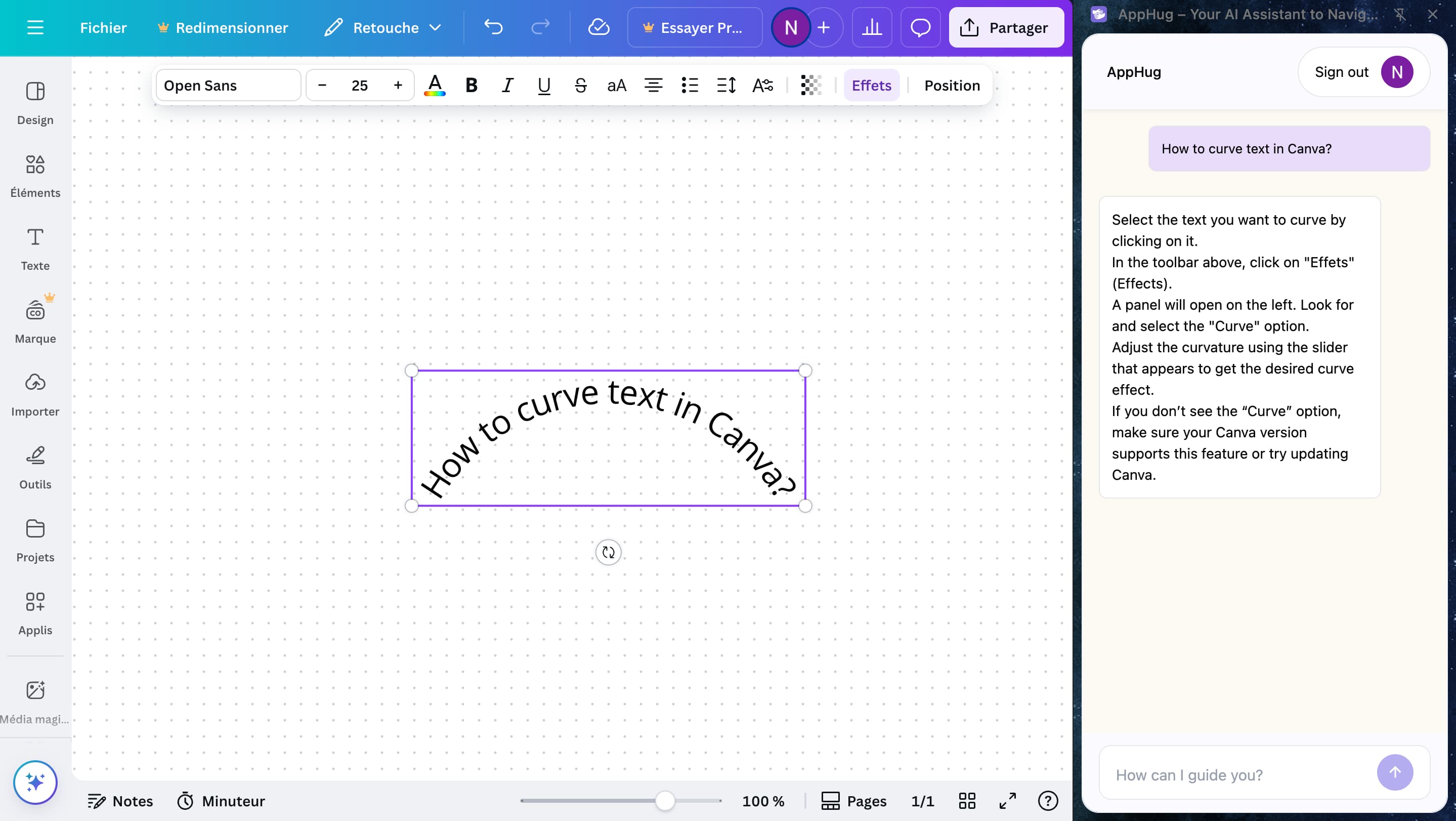 curve text canva